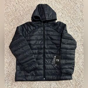 New Under Armour Womens Black Down Filled Puffer Jacket 600 Fill - Size L NWT
